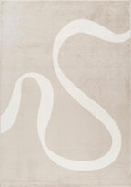 Abani Deco Collection Area Rug - Beige Modern Abstract Ribbon Design - 2' x 3' - for Living Room, Bedroom & Office