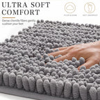 Yimobra Bathroom Rugs Non-Slip Washable – Extra Soft & Absorbent Chenille Bath Mat, Quick-Dry Plush Shaggy Floor & Vanity Bath Rugs for Tub & Shower, Modern Home Decor Accessories, 24 x 17, Grey