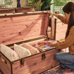 Rhino Trunk & Case Knotty Cedar Chest with Antique Brass Hardware – 32"x18"x14" Large Storage Box, Coffee Table, End of Bed Trunk or Entryway Storage Bench Furniture – USA-Made, Heirloom Aesthetic