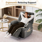 Rocker Recliner Chair with Massage and Heat, Nursery Rocking Chairs for Living Room, Ergonomic Comfy Relining Chair with Cup Holders, USB Charge Port, Side Pockets, Comfortable Arms, Grey