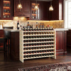 F2C Wood 96-Bottle Stackable Modular Wine Rack Wood Wine Cabinet Free Standing Wine Storage Organizer Display Shelf Wine Bottle Holder Kitchen Decor Classic Style, Wobble Free (96 Bottles)