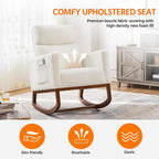 Yaheetech Upholstered Rocking Chair, Boucle Nursery Glider Chair with Side Pocket, Modern Rocking Accent Armchair with High Back and Rubber Wood Legs for Living Room Bedroom Nursery, 2 Pcs, Ivory