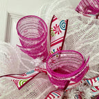 Gingerbread Sugar Plum House Christmas Wreath Handmade Deco Mesh Available in 24 inch and 28 inch diameters
