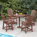 Tangkula Outdoor Bar Stool, HDPE Tall Adirondack Chair with Armrest & Footrest, Weather Resistant 47 Inch Counter Height Barstool Lifeguard Chair for Pool Deck Patio Garden, Balcony Chairs (2, Coffee)