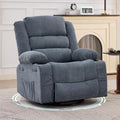 Garvee Rocking Recliner Chair Lazy boy Swivel Nursery Rocker for Adults | Wide 360° Recliner with Cup Holder Glider with Upholstered Deep Seat Linen Lazy boy chair for Living Room Blue