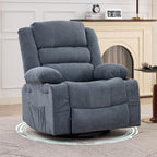 Garvee Rocking Recliner Chair Lazy boy Swivel Nursery Rocker for Adults | Wide 360° Recliner with Cup Holder Glider with Upholstered Deep Seat Linen Lazy boy chair for Living Room Blue