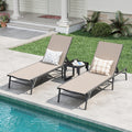 Amopatio Folding Lounge Chairs Chaise Lounge for Outside Portable Pool Lounge Chairs Set of 2 with Side Table for Patio Poolside Deck Yard, Weather Resistant, 5-Position Adjustable Backrest