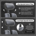 [Premium Dual-Backrests] Ergonomic Office Chair l Reduces Pressure by 50% - Leather Chair, Office Chair for Lumbar Support l Home Desk Chairs l Office Chair Back Support Made in Korea (Black Leather)