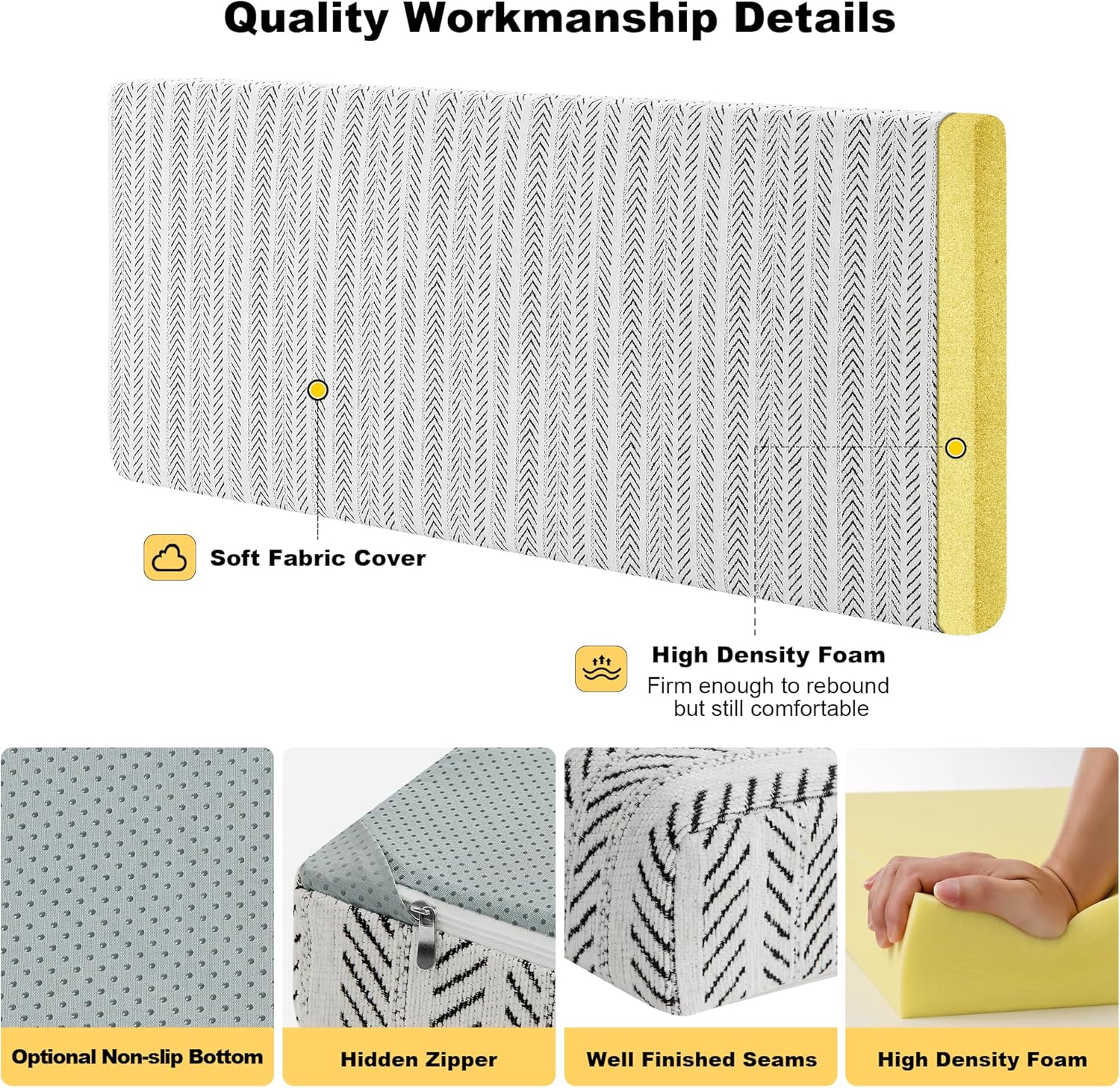 Custom Bay Window Sill Seat Cushion Weaving Texture Chenille Customized Bench Seating Foam Cushions Pad Set for Indoor Furniture, Mudroom Entryway, Dining Room Kitchen Breakfast Nook, Non Slip Bottom