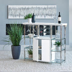 Coaster Home Furnishings - Gallimore - Wood & Metal - 2-Door Bar Cabinet with Bottle Rack, Stemware Rack and Built-in Power Outlet - Dining Room & Home Bar - White - 182757