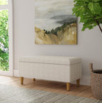 HomePop Malmo Decorative Storage Bench -Cream Chevron Woven
