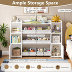 tikross Kids Toy Storage Organizer, White | Toddler Storage Cabinet with 8 Removable Storage Baskets, Multi Storage Cubbies, for Playroom, Kids Room, Living Room