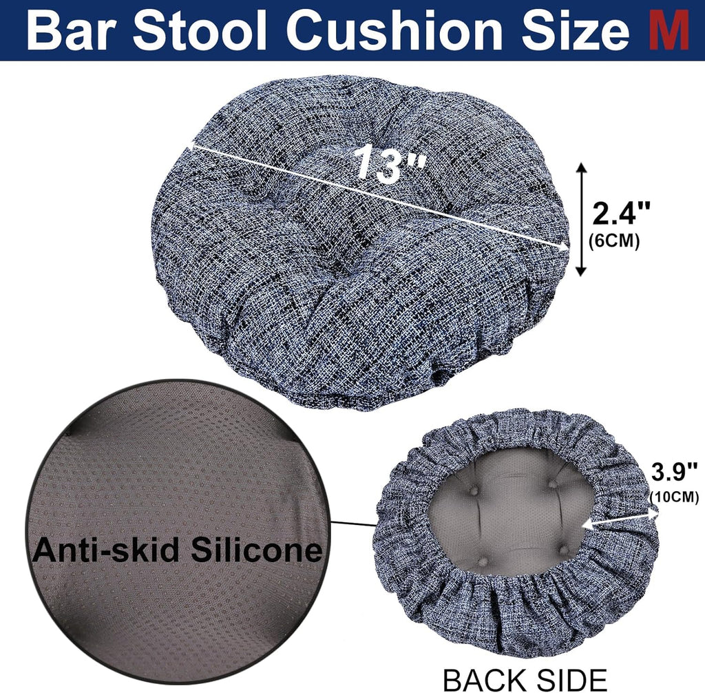 SINOSSO Modern Bar Stool Cushion Dia.13, Fashion Interweaving Design Anti-Skid Silicone Round Stool Seat Cushion Cover Padded (Blue, M,1)