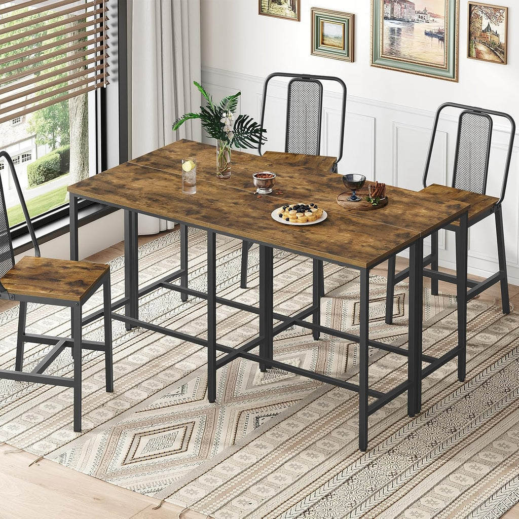 YATINEY 78.7" Long Bar Table, Counter Bar Height Table, High Top Table, Rectangular Hightop Bar Pub, for Kitchen, Living Room, Entryway, Rustic Brown and Black BT20BR