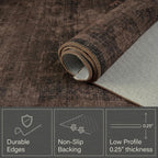 Washable 2x3 Entry Rug for Entryway, Kitchen, Low Pile Anti-Slip Stain Resistant Front Door Mat, Dark Taupe Brown Modern Farmhouse Neutral Distressed Geometric Throw Area Rug for Bathroom