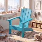 Costzon Kids Adirondack Chair, All-Weather HIPS Patio Chair with High Backrest, Armrests, Fire Pit Chair for Kids Ages 3-8, Indoor Outdoor Kids Patio Lounge Chair for Garden, Lawn, Yard (2, Turquoise)