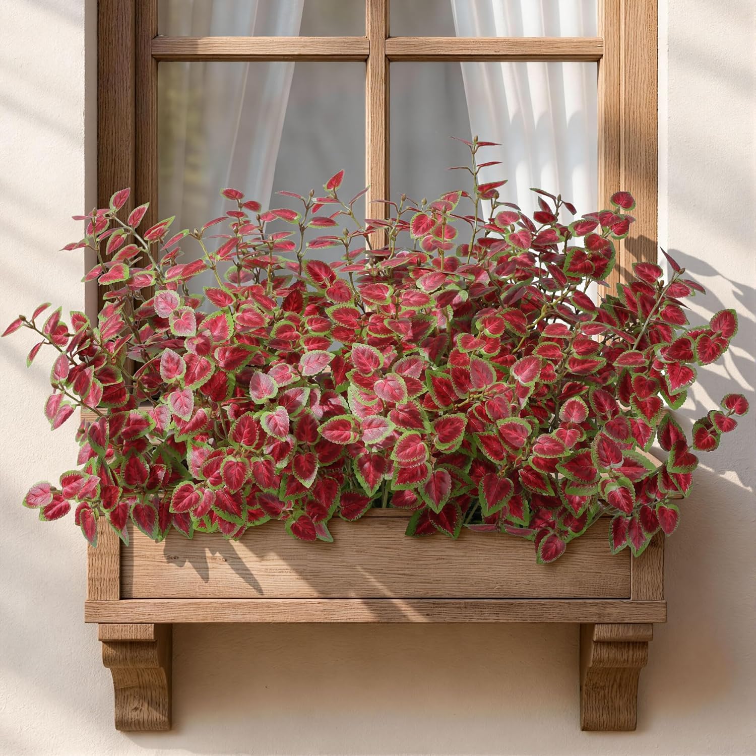 Ivydale Artificial Plants Outdoor 5 Pcs, Faux Greenery Plants Outdoor UV Resistant Silk Plants with Stems, Fake Plants for Outside Planter Front Porch Patio Pathway Decoration(Red)