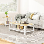 AWQM Coffee Table Coffee Table and end Table Sets Living Room Table | For Living Room, Small Apartment, Home Office, Sofa Storage Side Table & Bedroom Use (Oak)
