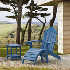 LUE BONA HDPS Adirondack Chairs, 1 Chair, Long-Lasting All-Season Outdoor Patio, Hidden Cup Holder, 350 LBS, Navy Blue