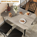 GAOMON 5-Piece Dining Table Set for 4, Modern Kitchen Table with Chamfered Design and Upholstered Chairs, Leather-Cushioned Seats for Small Spaces and Apartments, Space-Saving (Gray/Black,5 Pack)