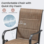 HOMREST Outdoor Swivel Bar Stools Set of 2, High Patio Swivel Bar Chairs with Padded Back & Seat, All-Weather Textilene Tall Patio Chair with Curved Armrest & Metal Footrest for Outside,Dark Brown
