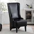High Back Dining Chair, Retro Wing Back King Throne Chair Head Chairs for Dining Table, PU Leather Upholstered Accent Side Chairs for Living Room Dining Room Bedroom (Black)