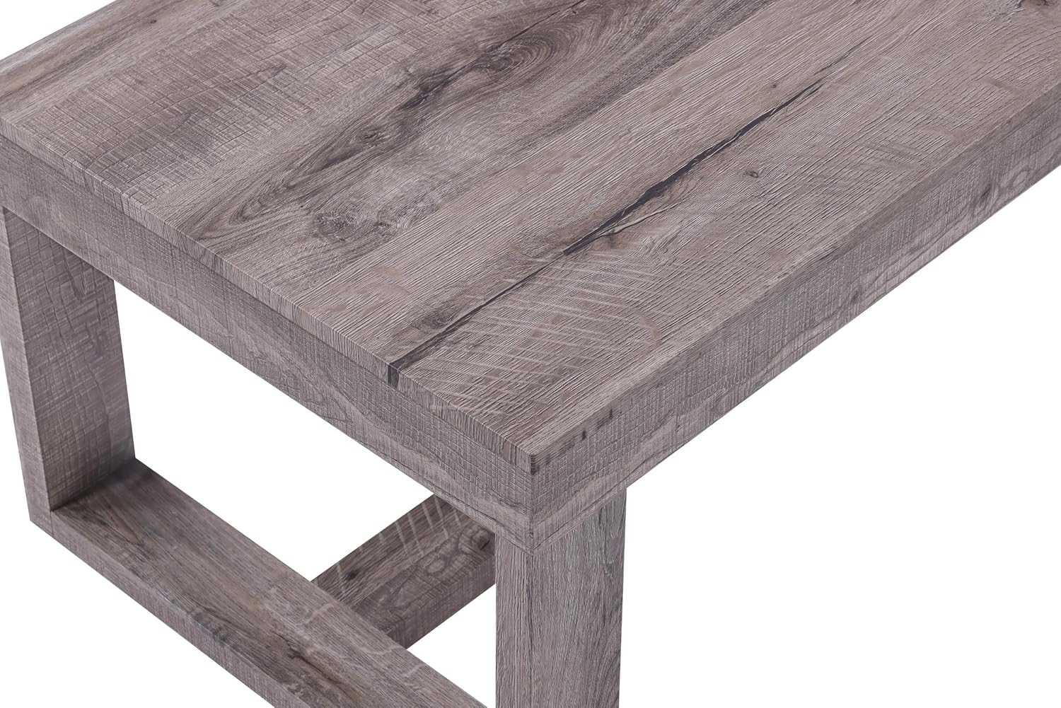 3pc Cocktail Set 1x Rectangular Coffee Table and 2X Square End Table Rustic Brown Gray Tan Living Room Wooden Furniture