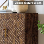 Sideboard Buffet Cabinet with Storage, Elegant Wood Accent Cabinet with Line Groove Design, Freestanding Storage Cabinet with Adjustable Shelves for Living Room, Kitchen, Entryway, Walnut