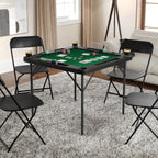Flash Furniture Silas 34.5" Square Folding Card Table with Green Felt Playing Surface and Cup Holders, Portable Folding Game Table for 4 Players, Black/Green