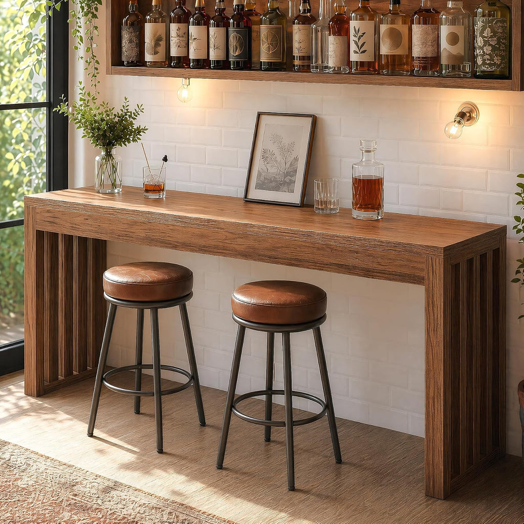 Tribesigns 63" Bar Table, Farmhouse Counter Height Pub Table for 4, Rectangular High Top Home Bar for Kitchen, Dining Room & Small Spaces, Rustic Brown