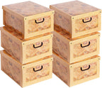 Lavatelli: Storage Box 6 Pack: Large - Map - Lid & Side Handles, Decorative Cardboard Organizer, Stacks-Folds, Home-Clothes-Toys, 19.7 x 15.7 x 9.8