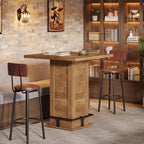 Tribesigns 39.4" H Square Bar Table, Industrial High Top Bistro Pub Cocktail Table with Metal Footrest for Kitchen Nook, Home Bar, Small Bars, Rustic Brown (Table Only)