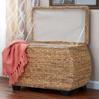 Household Essentials Large Curved Wicker Storage Chest with Liner | Water Hyacinth, Natural