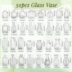 Der Rose Glass Bud Vases Set of 32 Small Clear Flower Vases for Rustic Wedding Centerpieces Table Decorations and Home Office Decor(Clear)