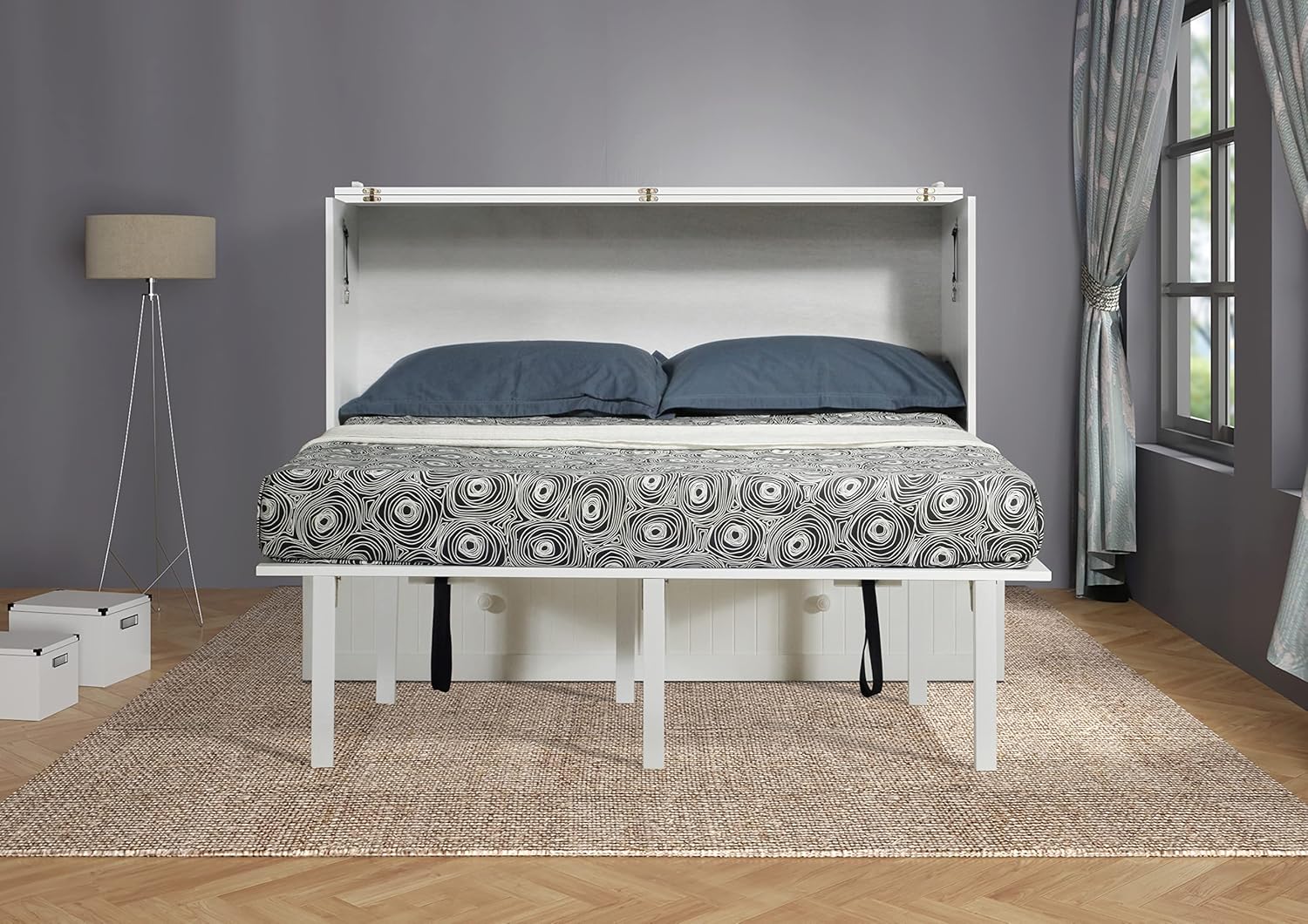 Mega Solutions Murphybedz Tuscany Murphy Cabinet Chest Bed with Charging Station 6 Inch (White, Queen)