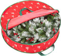 36 Inch Wreath Storage Container, 1 Pack Deluxe Wreath Storage Bag with Dual Zippers, Easy Access Christmas Wreath Storage Bag with Carry Handles and Clear Label Pocket