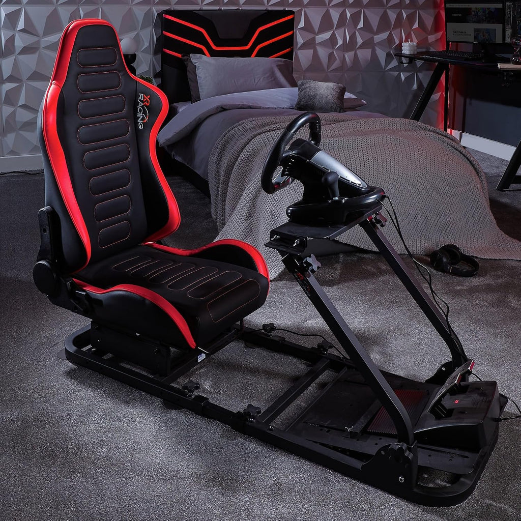 X Rocker Chicane Racing Sim Cockpit Chair, Racing Rear Seat Frame, Adjustable Sliders & Height, Black