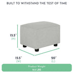 Evolur Holland Upholstered Ottoman in Harbor, Foot Rest Stool for Nursing Moms, Tool-Free Assembly, Made for Every Décor