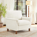 Mid Century Modern Accent Chair,Chenille Comfy Living Room Arm Chairs,Bedroom Reading Chair with Widen Arm Rest,Cozy Single Sofa Corner Side Chair,Easy Assembly Required,Beige