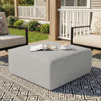 Living&Giving Square Outdoor Ottoman Pouf, 24 Inch Waterproof Patio Ottoman Foot Rest with Solid High-Density Foam, Comfy Boneless Footstool for Outside Couch & Seating, Light Gray