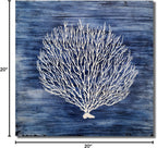 Yihui Arts Navy Blue Canvas Wall Art Hand Painted White Coral Painting Modern Abstract Tree Pictures Coastal Artwork for Bedroom Living Room Bathroom Decor