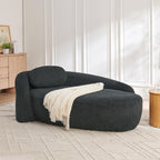 Full Foam Chaise Lounge Chair Indoor, Boucle Upholstered Boneless Chaise Lounge Sofa Bed, Right Facing Leisure Cloud Recliner Couches Sleeper Daybed for Living Room
