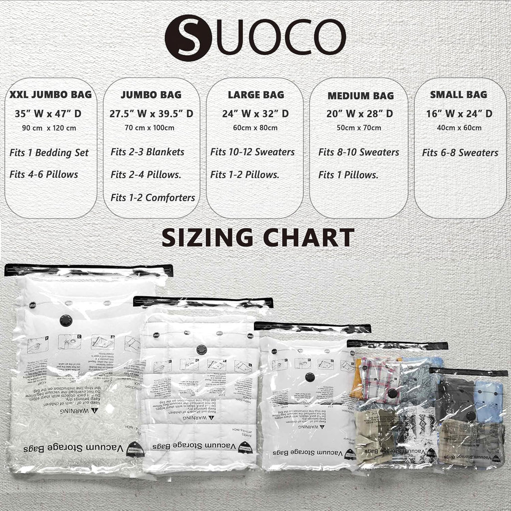 Vacuum Storage Bags, Compression Packing Space Saver Seal Bags for Clothing Bedding Comforters Blankets Pillows, 14 Jumbo
