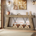 Tribesigns 70.9" Farmhouse Console Table, Long Sofa Table Behind Couch with Storage, Narrow Console Station, Industrial Rustic Entryway Furniture for Hallway, Entry, Living Room (1, Light Brown Oak)