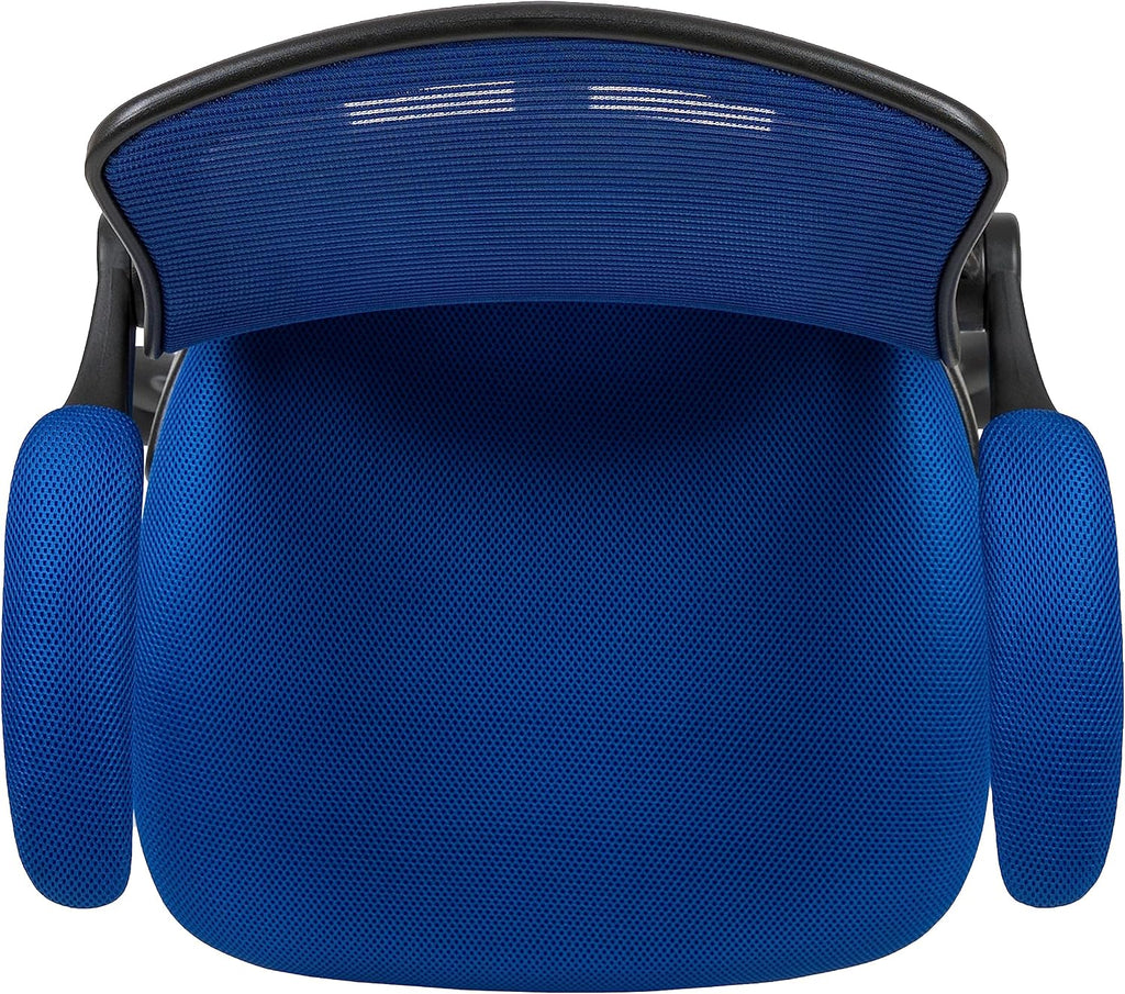 Flash Furniture Kale Mid-Back Blue Mesh Ergonomic Drafting Chair | Adjustable Foot Ring, Flip-Up Arms
