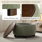 VKNOW 30" Round Storage Ottoman, Ottoman Coffee Table with Removable Wood Top and Solid Wood Legs for Living Room, Bedroom, Apartments(Green)