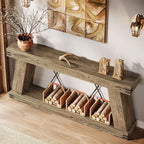 Tribesigns 70.9" Farmhouse Console Table, Long Sofa Table Behind Couch with Storage, Narrow Console Station, Industrial Rustic Entryway Furniture for Hallway, Entry, Living Room (1, Light Brown Oak)
