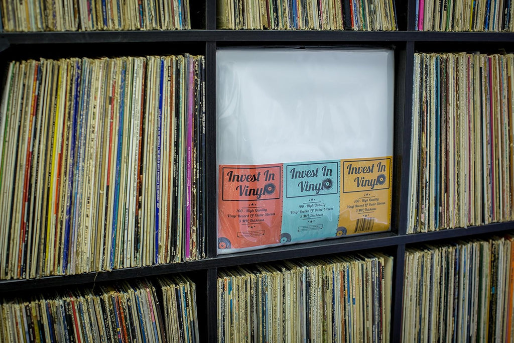 Invest In Vinyl 100 Clear Plastic Protective LP Outer Sleeves 3 Mil. Vinyl Record Sleeves Album Covers 12.75" x 12.5" Provide Your LP Collection with The Proper Protection