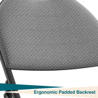 4 Pack Padded Folding Chairs for Home & Events Linen Cushion Seat & Backrest Sturdy Metal Frame Stackable Lightweight Comfortable No Assembly for Indoor Outdoor- Dark Grey