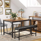 VASAGLE Dining Table Bench, Ottoman Bench with PU Leather Padded Seat, Steel Frame, 42.5 x 12.8 x 18.9 Inches, for Dining Room, Living Room, Hallway, Bedroom, Black UKTB034B81
